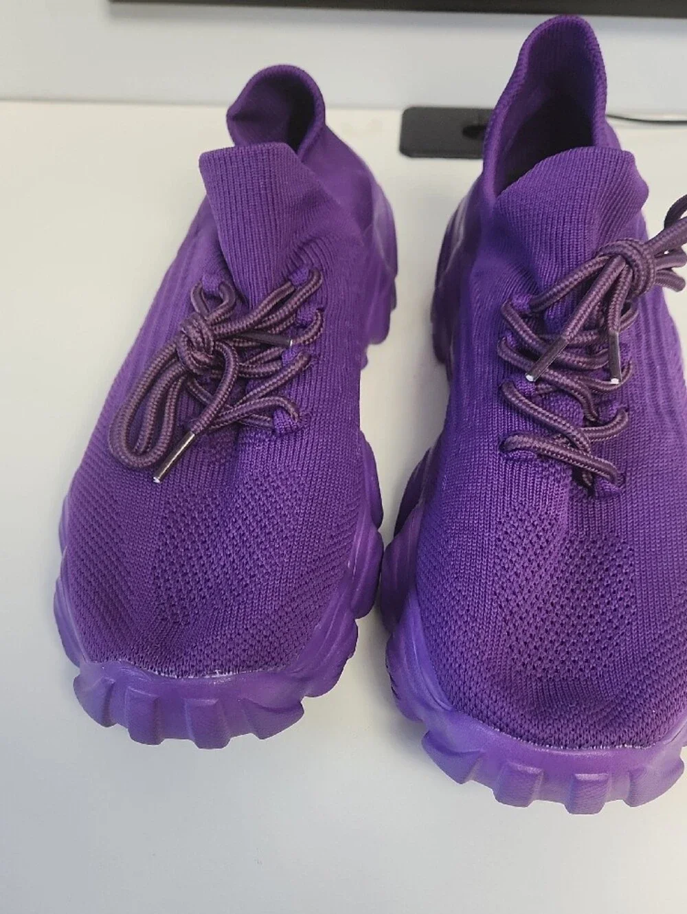 Woman's Purple Knit Boat Shoes - Comfort Knit Upper